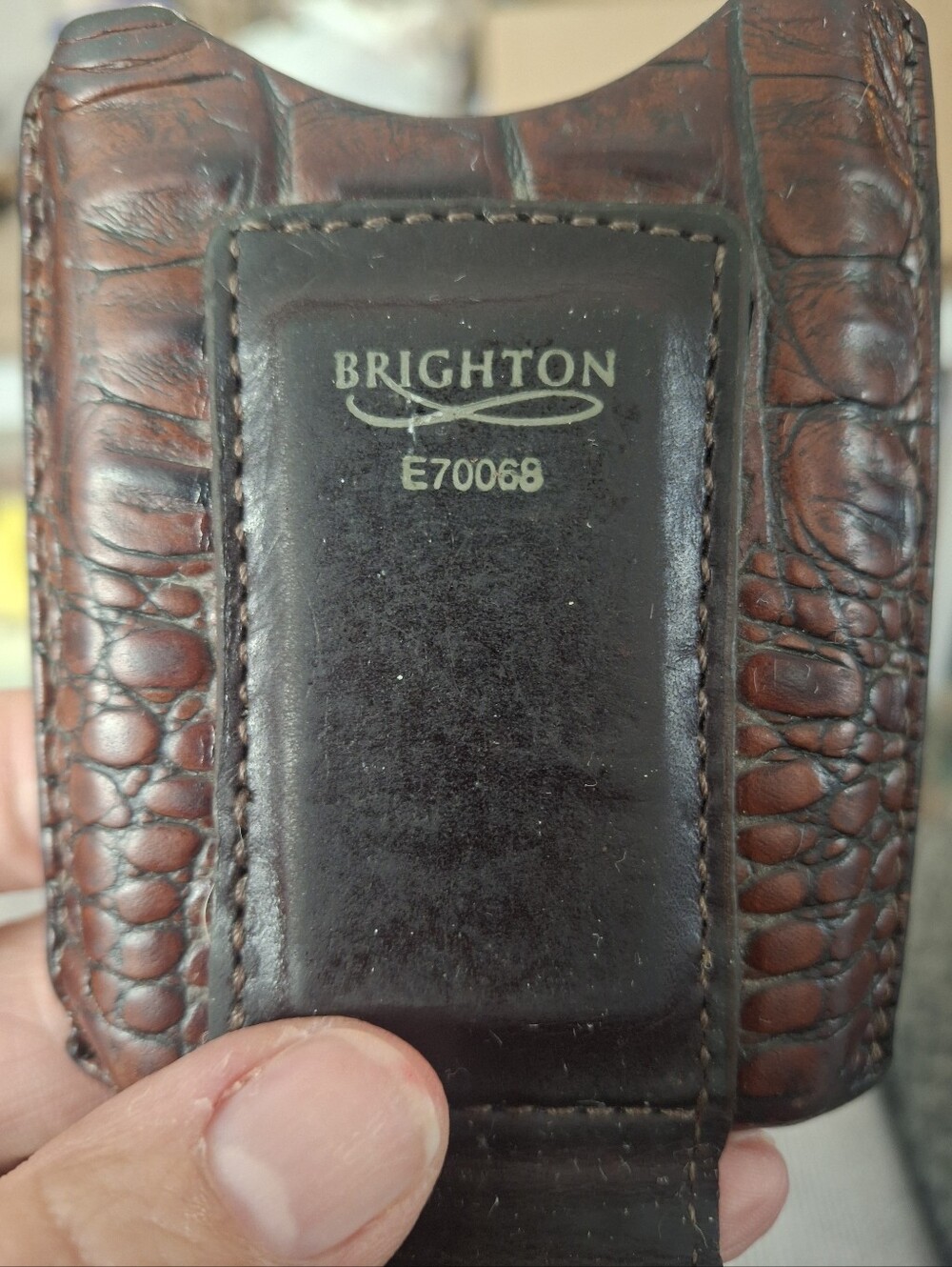 Brighton Brown Croc-Embossed Leather Money Clip
